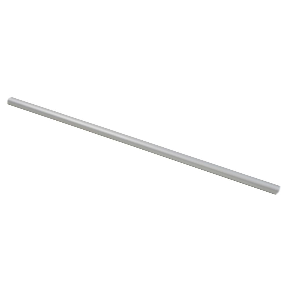 A straight, cylindrical, white plastic straw on a white background evokes the minimalistic look of customized designs seen in NRS's Aluminum Pipe per Foot.