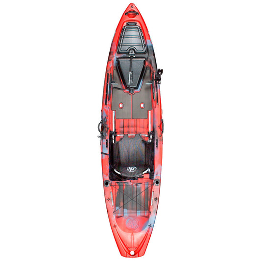 A versatile red and black Jackson Kayak Liska 12'1 Fishing Kayak on a white background with customizable rigging solutions.