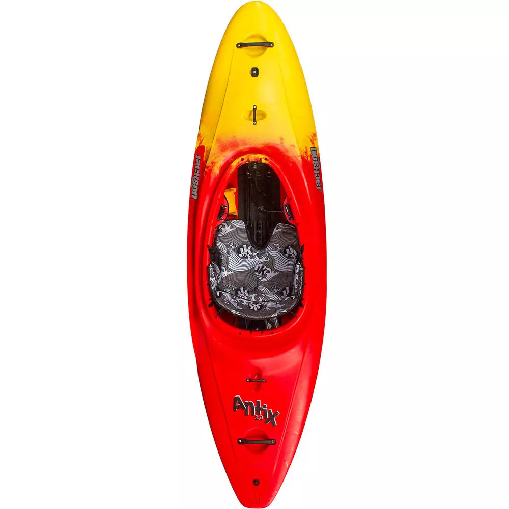 A red and yellow Jackson Kayak Antix 2.0 on a white background.