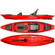A red Jackson Kayak Knarr FD 13'9 with two seats and a paddle, perfect for fishing trips.