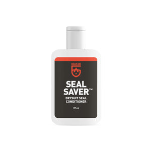 A 37 ml white bottle of Gear Aid Seal Saver features a black and red label, ideal for conditioning and protecting drysuit seals and neoprene.