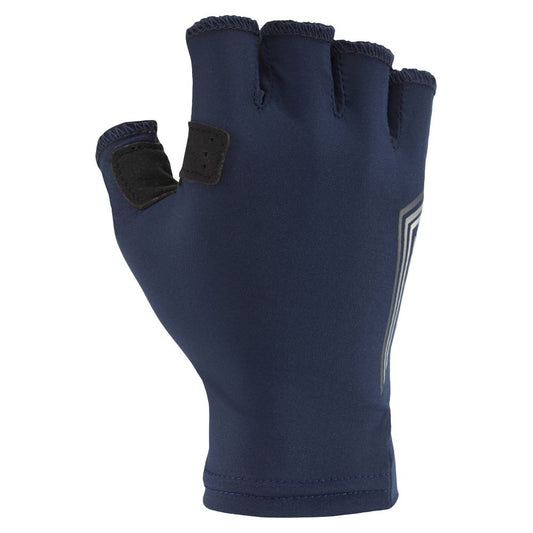The NRS Men's Boater's Gloves in dark navy feature reinforced black fingertips and a subtle white design, providing essential hand protection for warm-weather boating.