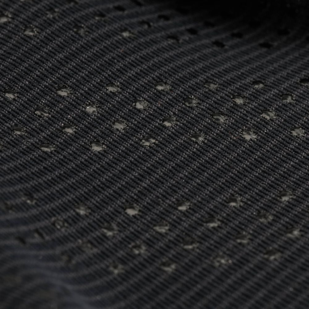 Detailed view of the NRS Hydroskin 0.5mm Men's Gloves showcasing black fabric with a textured pattern and small perforations, enhanced by a neoprene core for exceptional durability.