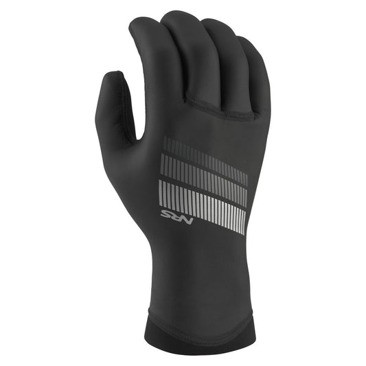 The NRS Maverick 2mm Gloves feature a neoprene exterior for added durability, a textured grip pattern on the back, and a small logo near the wrist.