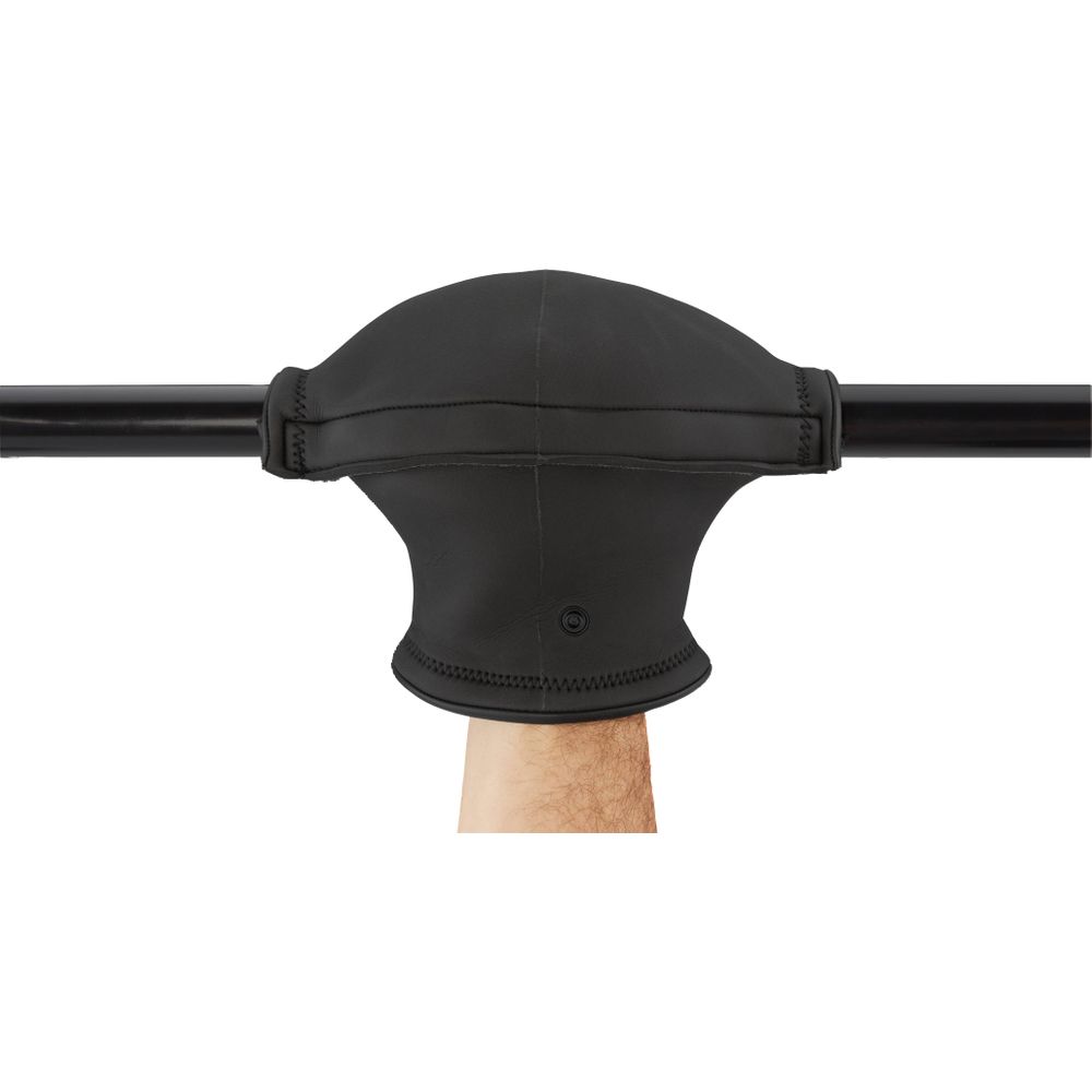 Close-up of an NRS Clutch Pogie covering an arm around a metallic bar, offering thermal protection.