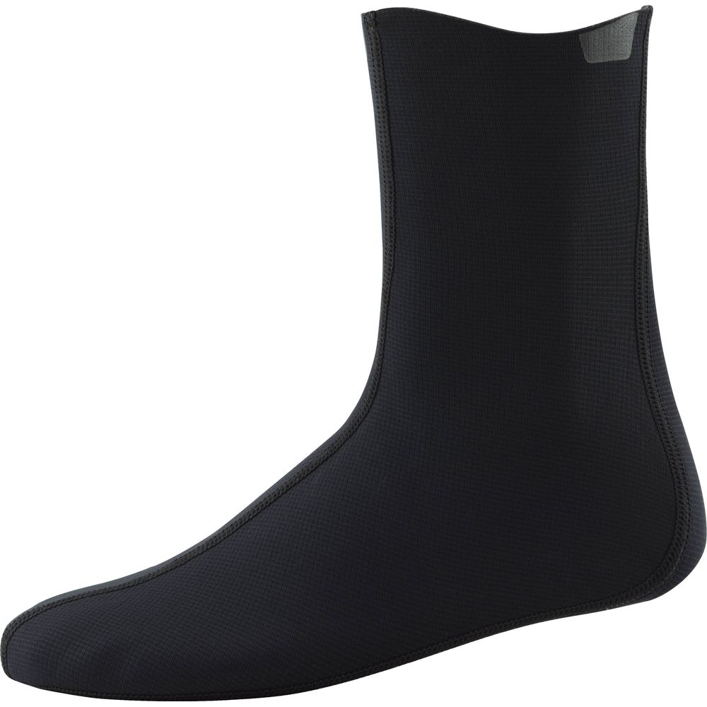 Introducing the black Hydroskin 0.5mm Socks from NRS, featuring a smooth neoprene texture and reinforced heel and toe. Ideal for water activities, they provide warmth and comfort with their thermal lining in every splash.