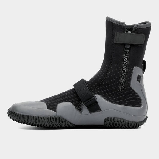 The Paddle WetShoe by NRS is a black and gray high-top outdoor boot with a textured neoprene upper, zipper and strap, and a high-traction rubber sole, shown against a plain background.