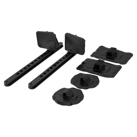 The NRS IK Foot Brace PVC snowboard binding stomp pads and adjustable braces are shown on a white background.