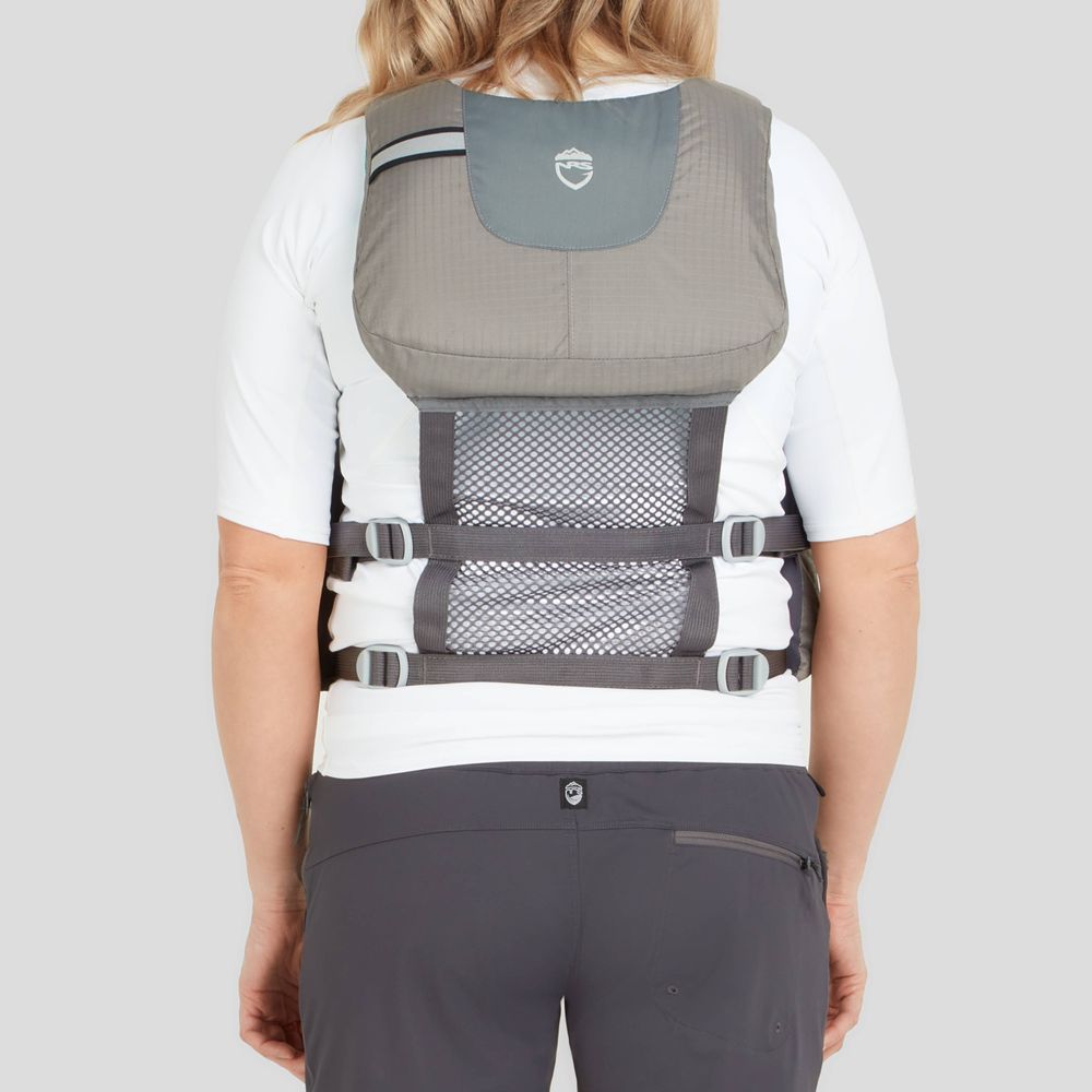 Featuring the Shenook PFD fishing pfd, womens fishing pfd, womens pfd manufactured by NRS shown here from a fifth angle.