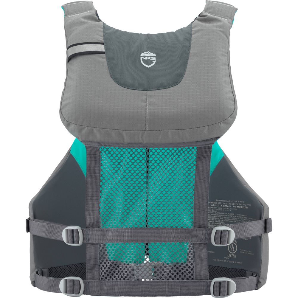 Featuring the Shenook PFD fishing pfd, womens fishing pfd, womens pfd manufactured by NRS shown here from one angle.