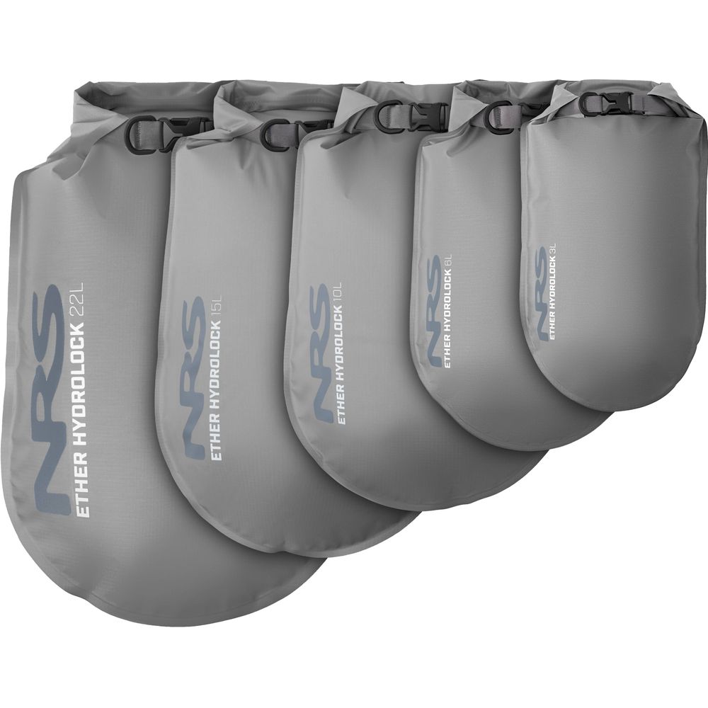 Featuring the Ether HydroLock Dry Bag manufactured by NRS shown here from an eighth angle.