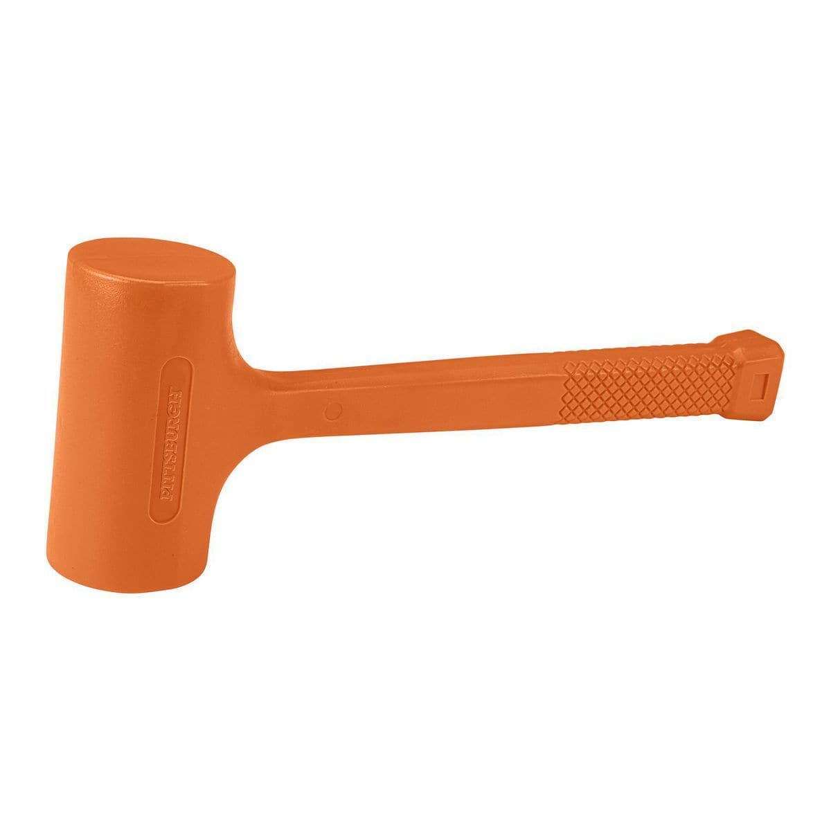 The Dead Blow Hammer by Coyote River Gear is an orange rubber mallet with a textured grip, featuring a soft face and rounded head on one end.