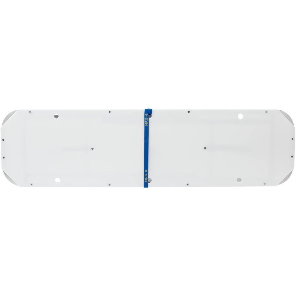 The NRS Campsite Counter features a rectangular white design with a vertical blue support beam, resembling corrosion-resistant aluminum.