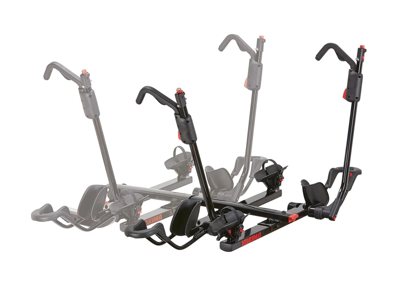 a pair of Yakima HoldUp +2 Bike Racks on a white background.
