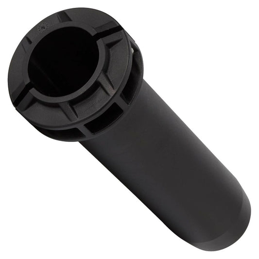 Black Molded Oar Sleeve by NRS: A cylindrical pipe component with open ends and a grooved design near the top, crafted from durable injection-molded polyethylene.