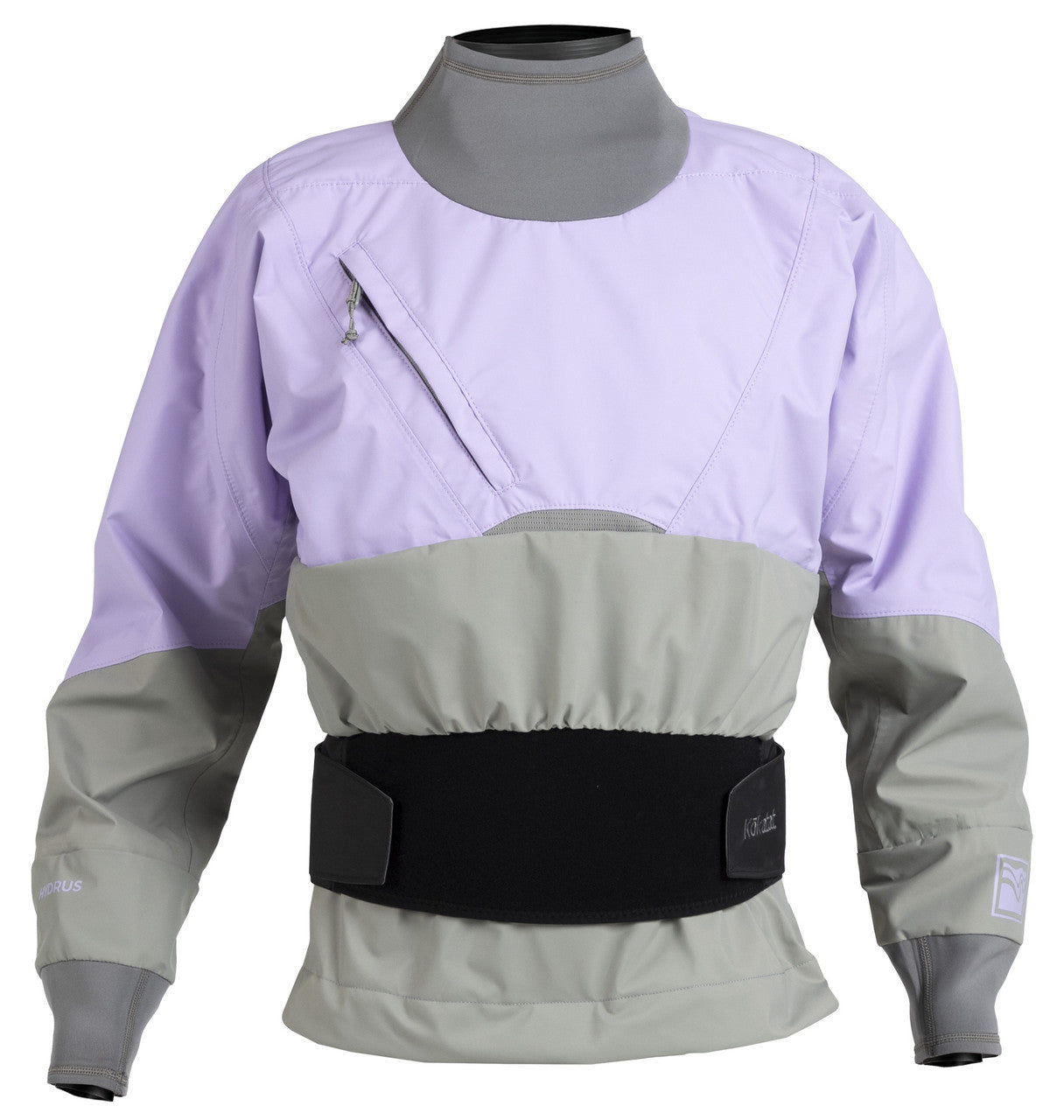 A Kokatat women's Stoke Dry Top (Hydrus 3.0) in purple and grey.