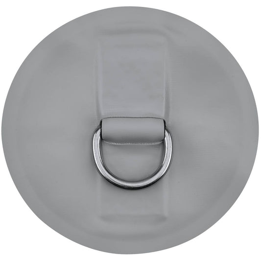 Gray circular patch with a 1.5" NRS Star PVC D-Ring at the center, ideal for creating an inflatable anchor point.