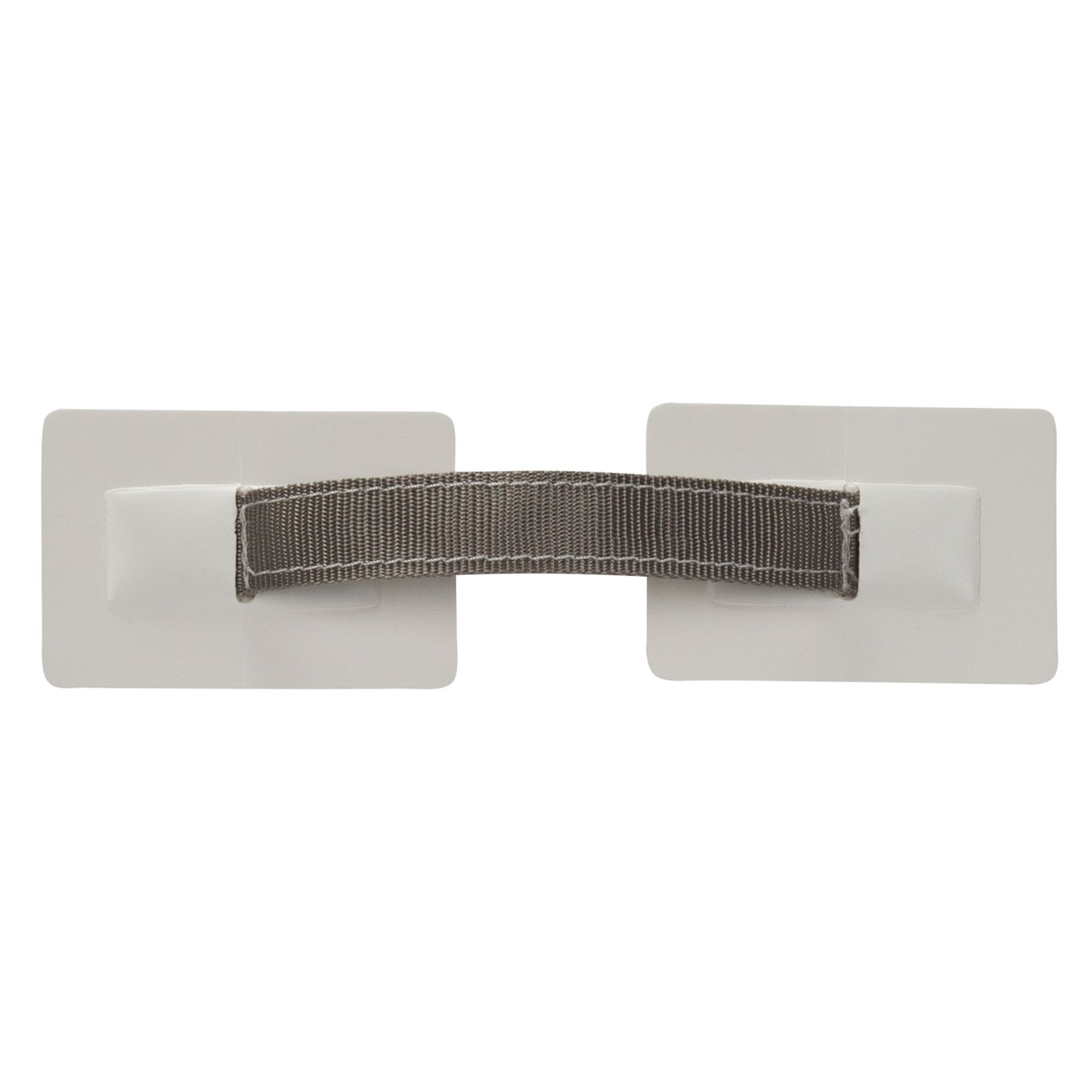 A pair of gray plastic STAR SUP Handle - Replacement straps on PVC-coated patches against a white background by NRS.