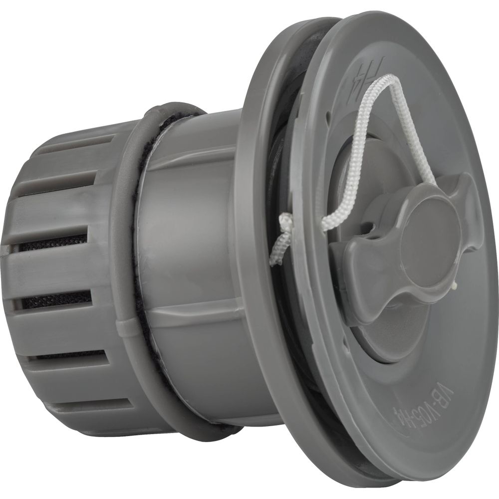 The NRS H4 Valve is a gray pool filter plug featuring a handle, vented sides, and a rope loop, perfect for sealing and draining in various drop-stitch applications or with an H4 Inflate/Deflate Valve.