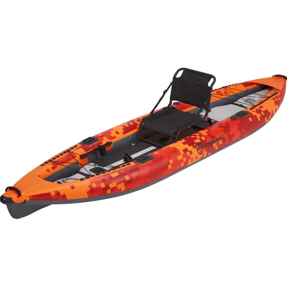 Featuring the STAR Pike Fishing IK fishing kayak, inflatable kayak manufactured by NRS shown here from a second angle.