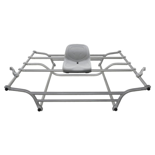 The Alley Cat Frame by NRS is a metal roof rack with a central mounted seat, featuring an adjustable frame system for easy vehicle top attachment.