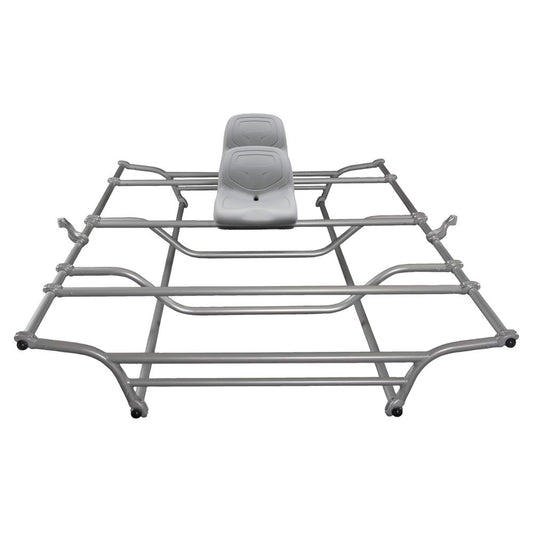 The NRS Fat Cat Frame features a sturdy metal frame made of hot-forged aluminum alloy and a central raised platform seat for maximum comfort.