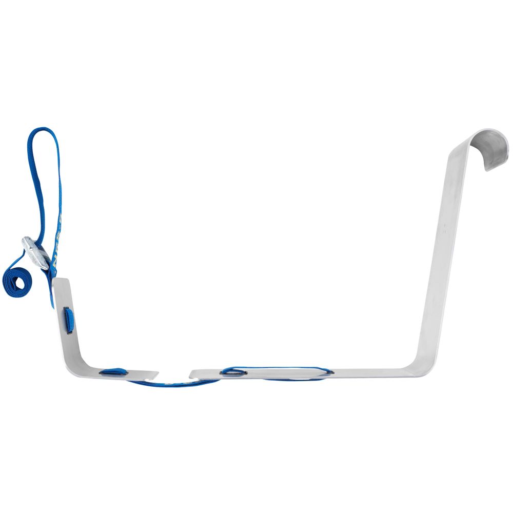 The NRS Cooler Mount is a sleek aluminum support with blue accents, featuring a curved hook and clip.