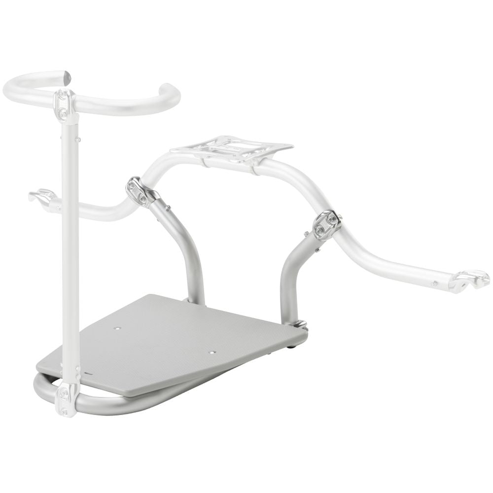 The NRS Front Casting Platform for Thigh Hook features a metal frame, handle, and non-slip platform to assist with mobility, displayed on a white background.