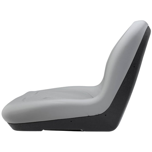 The NRS High Back Swivel Seat in gray and black features a simple, contoured design. Positioned against a white background, it provides flexibility and comfort ideal for those favoring a universal seat mount in their vehicles.