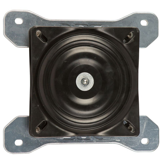 The Swivel Plate for Raft Seats by NRS is designed for ease of movement, featuring a central rotating mechanism on a square frame. Its sleek design and durable aluminum construction ensure lasting functionality and style.