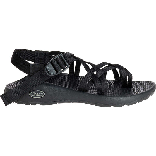 The Chaco ZCLOUD X2 sandal for women, shown in black with adjustable straps and a supportive LUVSEAT footbed, is displayed in side profile against a plain white background.