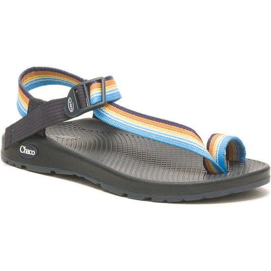 Chaco Women's Bodhi Sandal features a black sole and adjustable blue, yellow, and orange striped straps—ideal lightweight sandals for everyday wear.