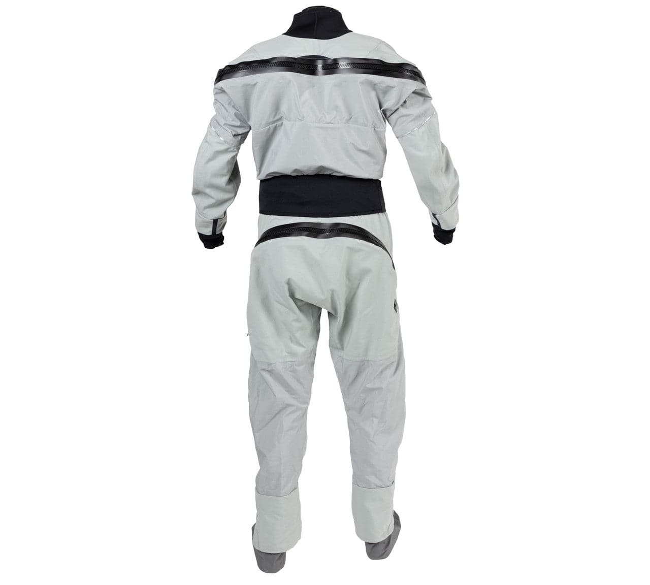 A Kokatat Retro Icon GORE-TEX Drysuit - Women's in white and black on a white background.