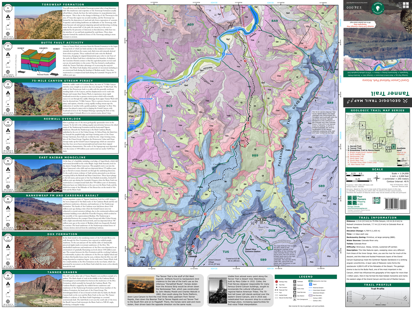 A Geologic Trail Map of the Grand Canyon by Four Corners Mapping.