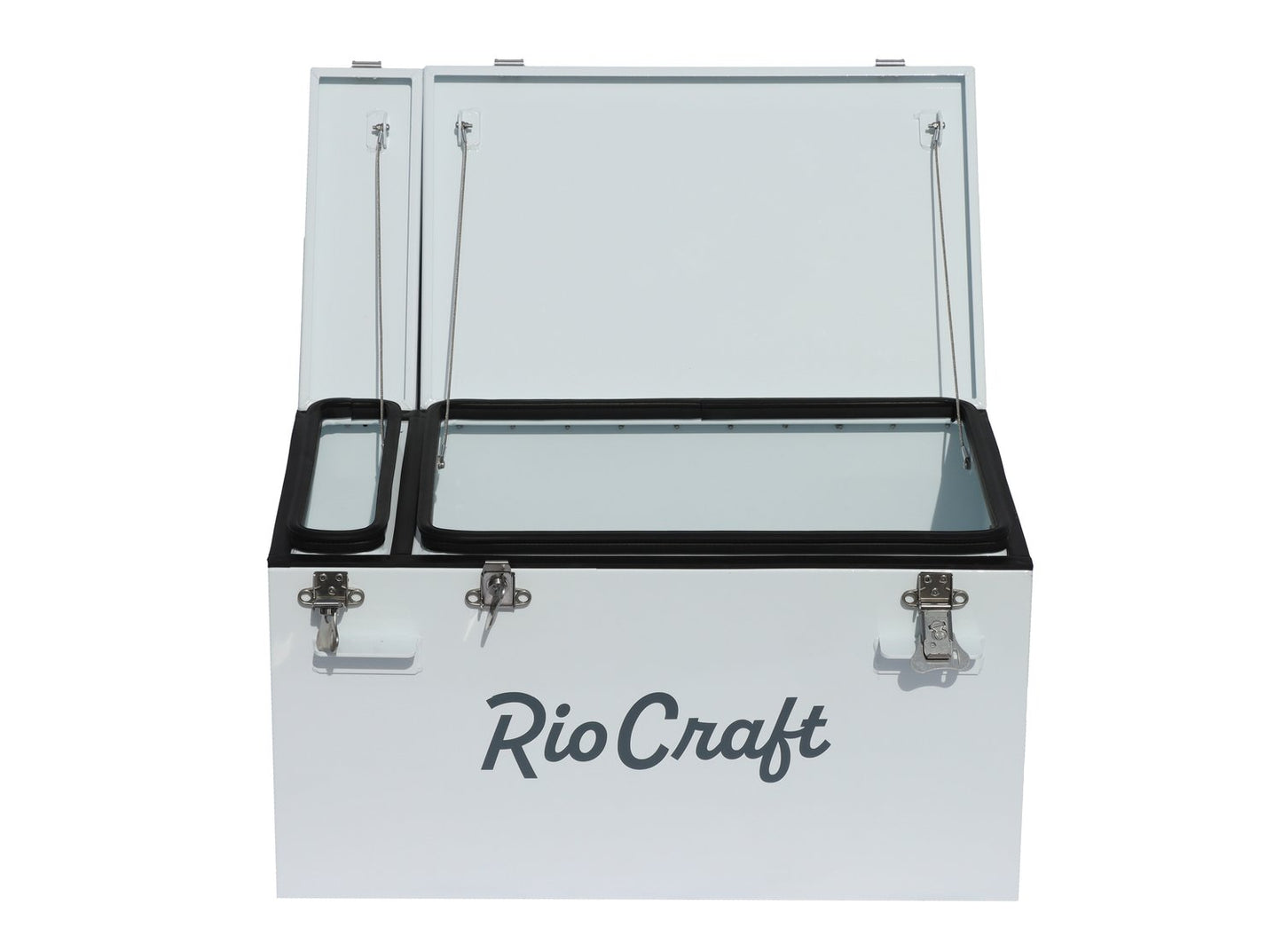 A white Powder-Coated Aluminum Drybox with the protective buffer "Rio Craft" on it.