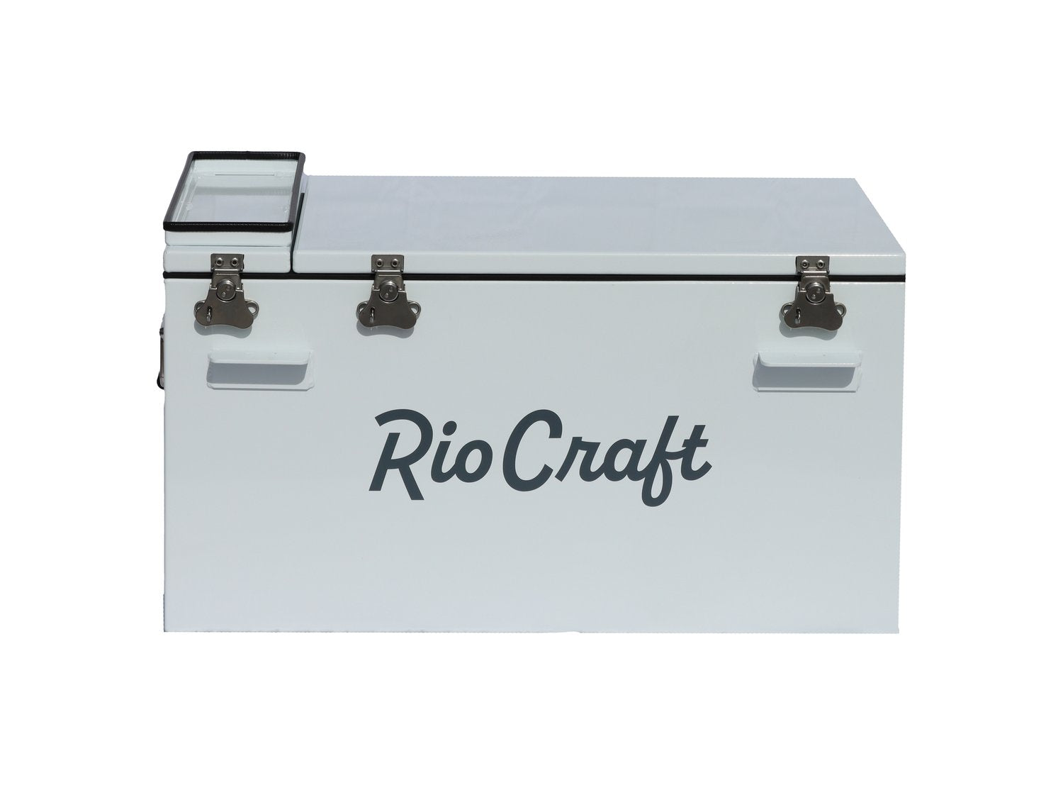 A Rio Craft Powder-Coated Aluminum Drybox, a protective buffer cooler with the word Rio Craft on it.