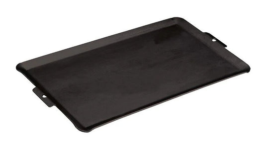 A black Camp Chef Mountain Series Steel Griddle on a white background.