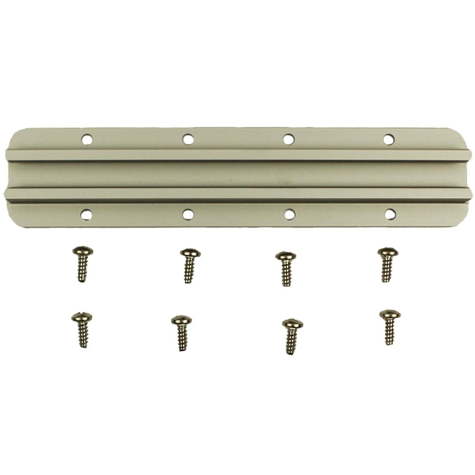 The YakAttack GearTrac metal mounting bracket features eight screw holes and comes with eight matching screws—perfect for mounting GearTrac accessories and other kayak solutions.