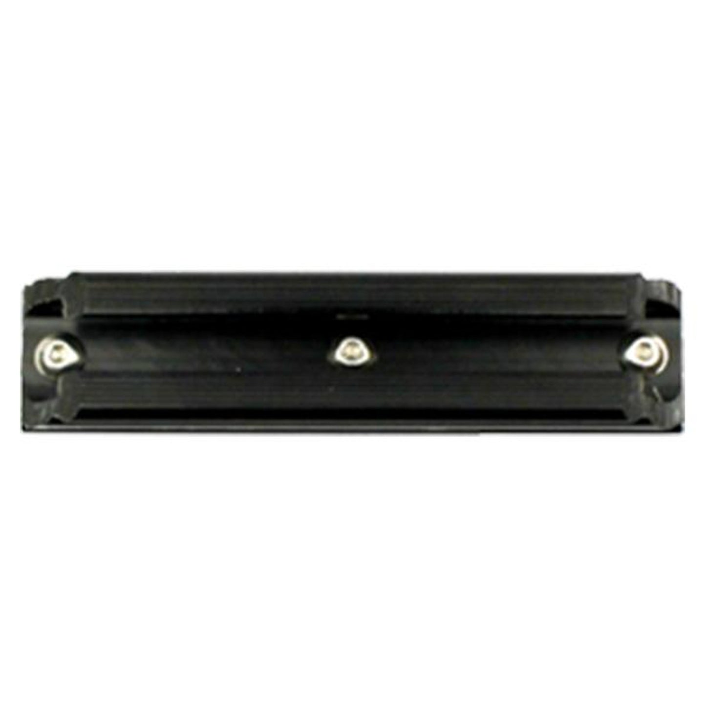 Black rectangular metal bracket with three visible screws—center and ends—displayed on white background. Ideal for kayak mounting solutions or compatible with YakAttack GearTrac accessory mounts.