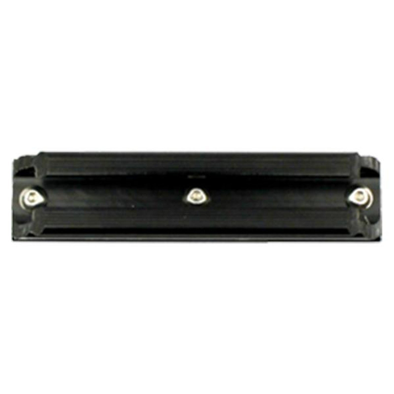 Black rectangular metal bracket with three visible screws—center and ends—displayed on white background. Ideal for kayak mounting solutions or compatible with YakAttack GearTrac accessory mounts.