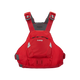 Red **NRS Ninja PFD** with grey trim and adjustable straps, featuring a front pocket and **NRS** logo on the chest. This paddlers performance jacket is designed with an advanced flotation design for optimal comfort and safety.