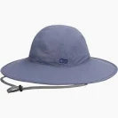 The OR Oasis Sun Sombrero, set against a plain white background, features a gray color with a wide brim for UPF 50+ sun protection and an adjustable chin strap, ensuring both style and safety under the sun.