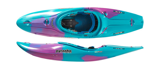 Pyranha ReactR Whitewater Kayak, Color Cotinga Blue, Side Profile, Top View
