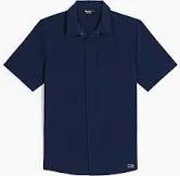 The Outdoor Research Astroman Air SS Shirt is a dark blue button-up short-sleeve shirt on a white background.