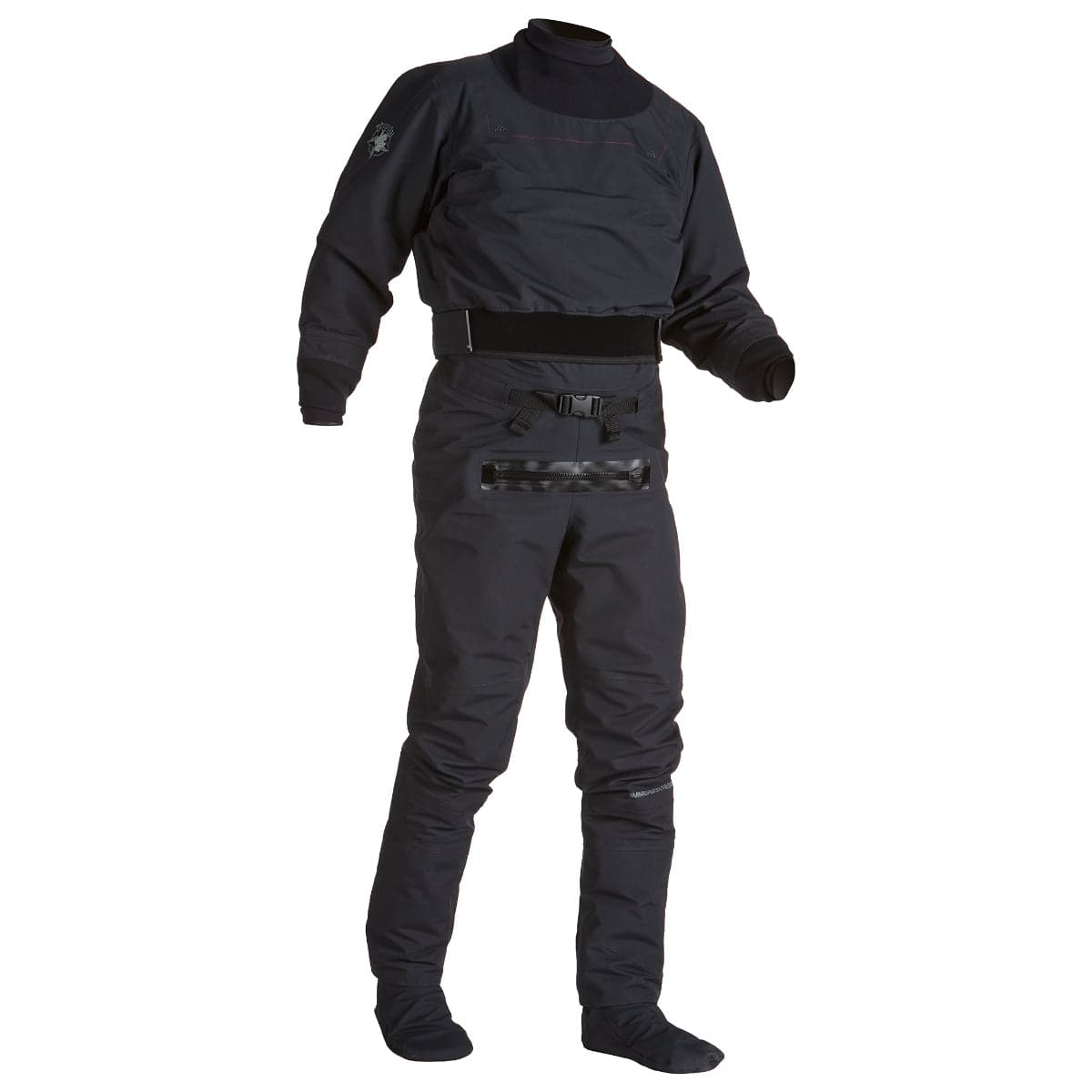 Featuring the Devils Club Drysuit men's dry wear manufactured by Immersion Research shown here from one angle.