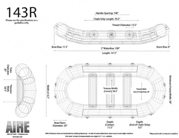 Featuring the R-Series Rafts raft manufactured by AIRE shown here from a thirteenth angle.