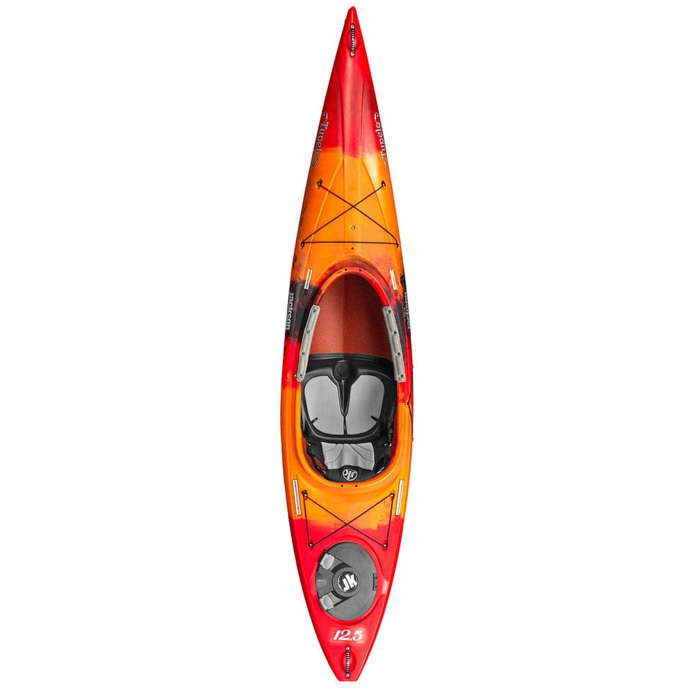 Featuring the Tupelo 12.5 expedition touring / sea kayak, sit-inside rec / touring kayak manufactured by Jackson Kayak shown here from one angle.