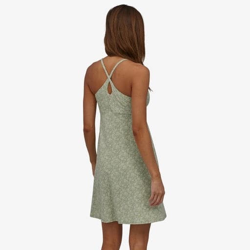 Featuring the Amber Dawn Dress - Womens casual, women's sun wear, women's swim wear manufactured by Patagonia shown here from a third angle.