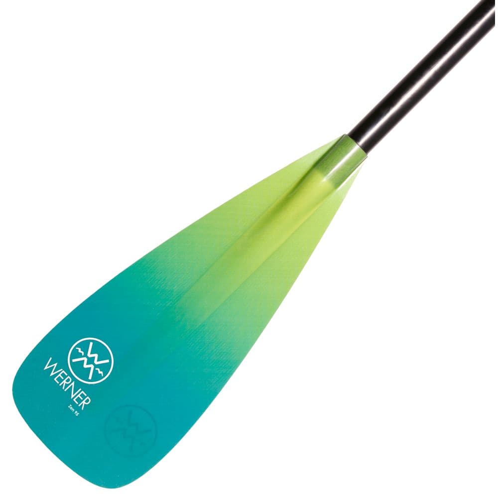 Featuring the Zen 85 - 1pc SUP Paddle 1-piece sup paddle manufactured by Werner shown here from a third angle.