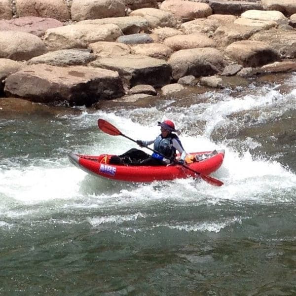 Featuring the Adult Inflatable Kayak Class adult kayak instruction manufactured by 4CRS Paddle School shown here from one angle.